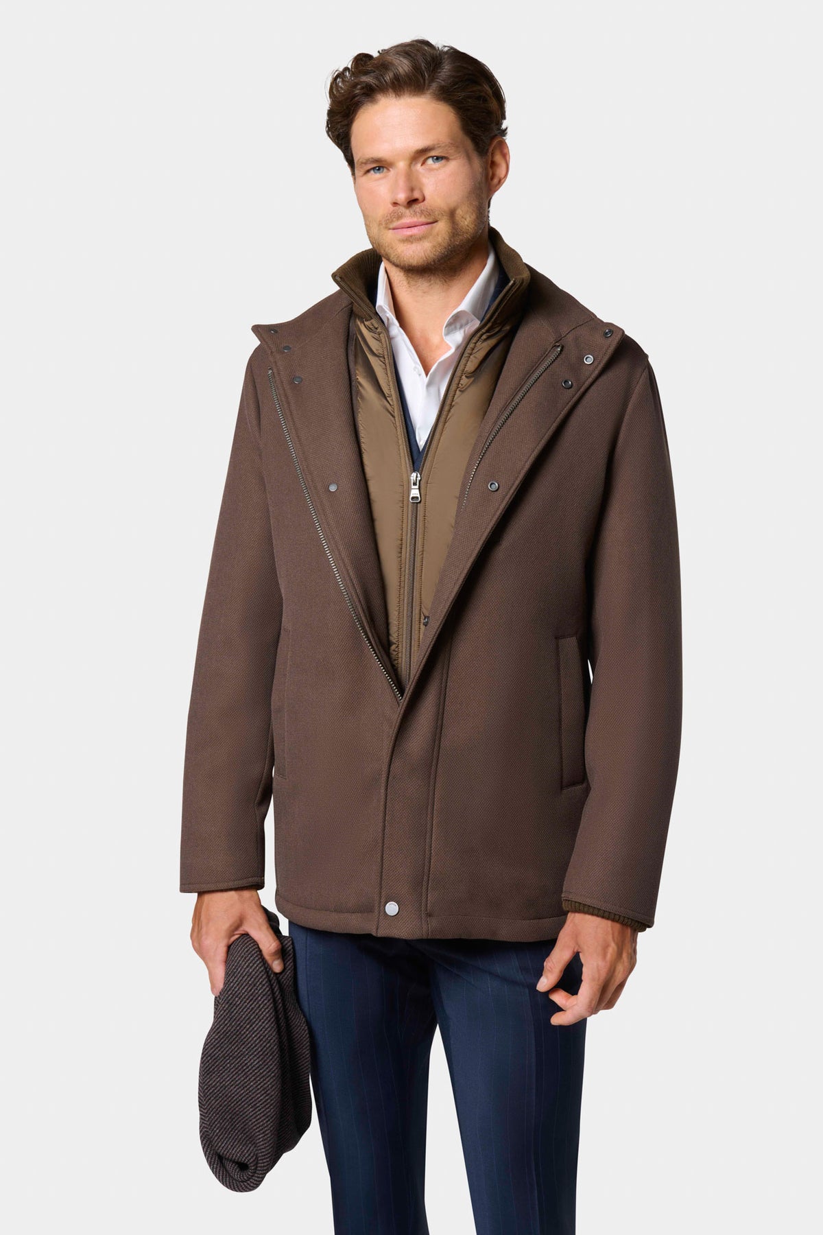 Manteau mi-long col montant à plastron amovible Jerem Paris