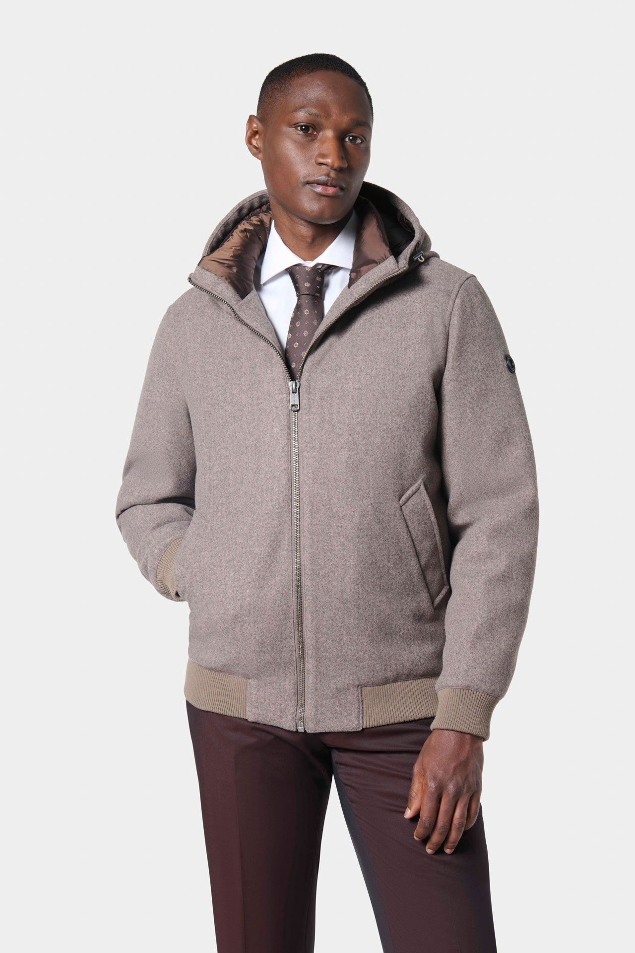 Blouson à capuche matelassé en mélange de laine Jerem Paris