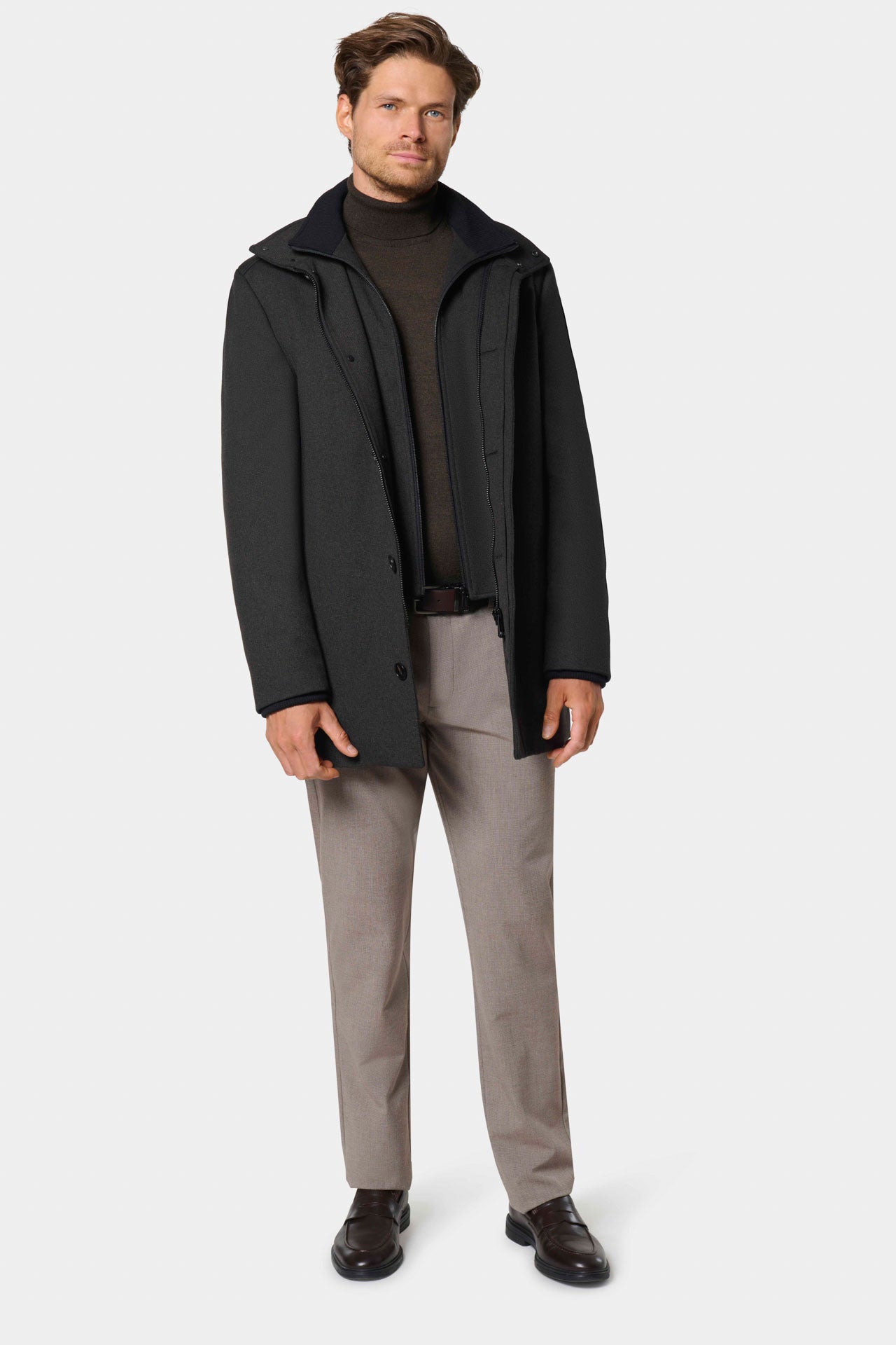 Manteau zippé col montant amovible matelassé Jerem Paris, vue de face