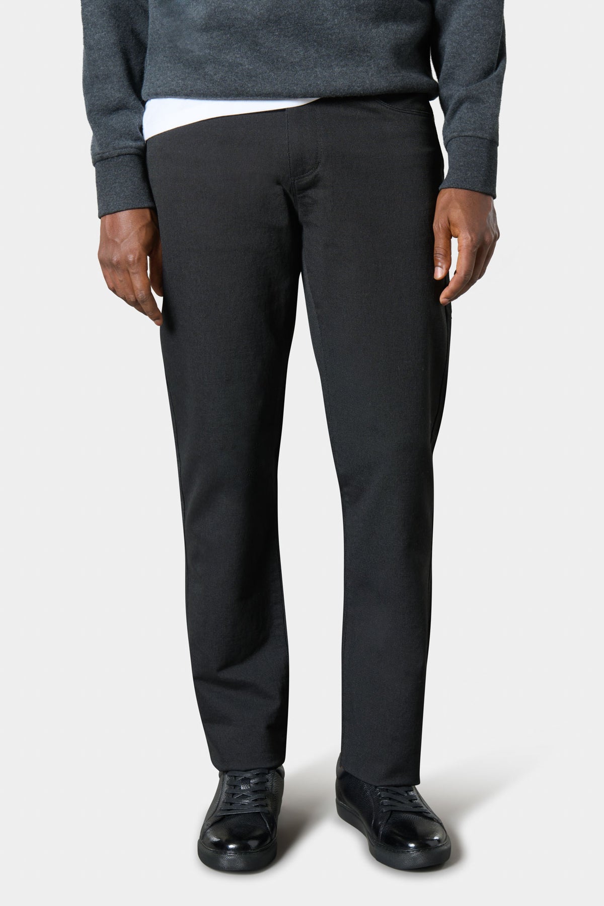 Pantalón de cinco bolsillos en tricotina con micromotivo
