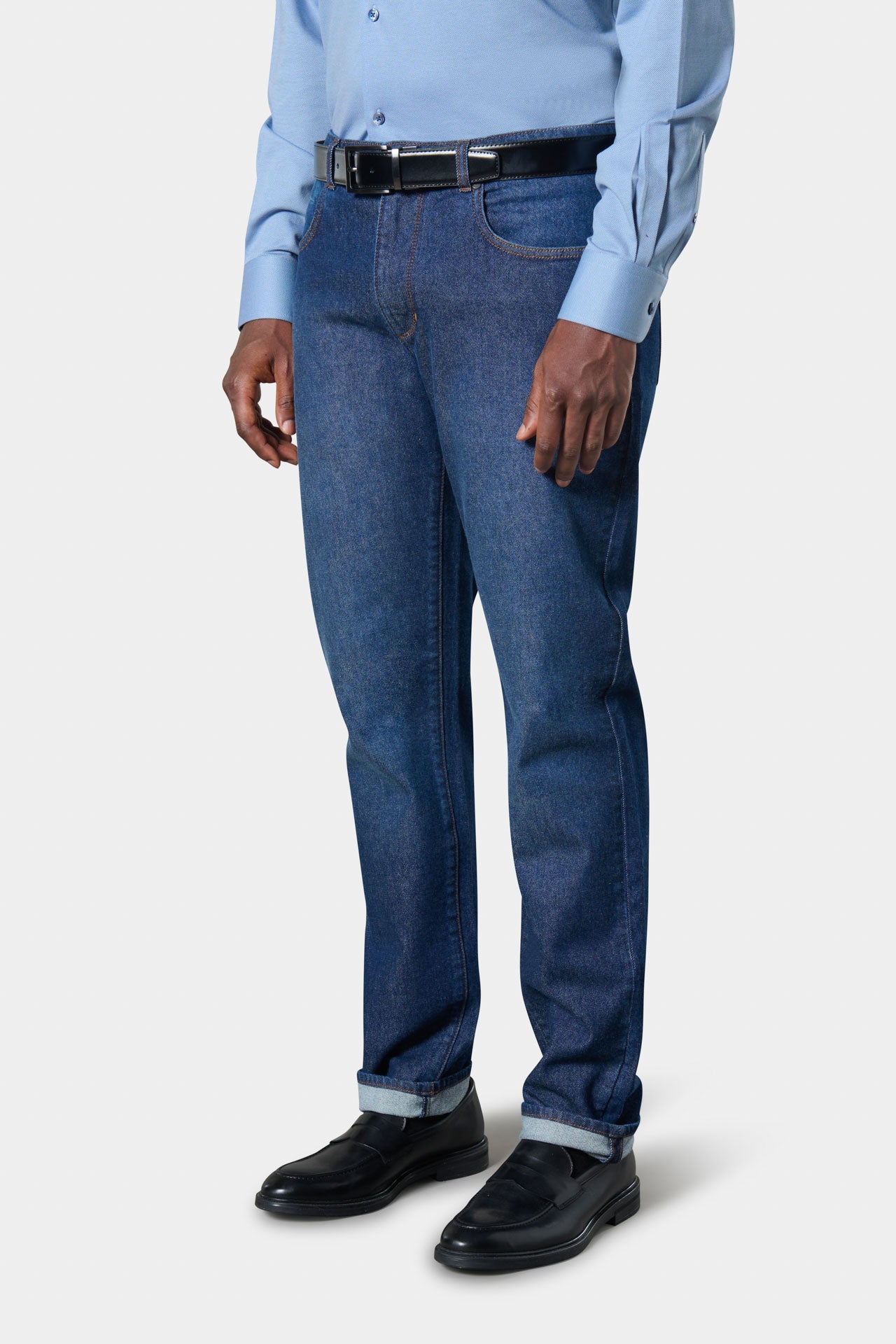 Straight-leg stretch raw denim jeans Jerem – view 3