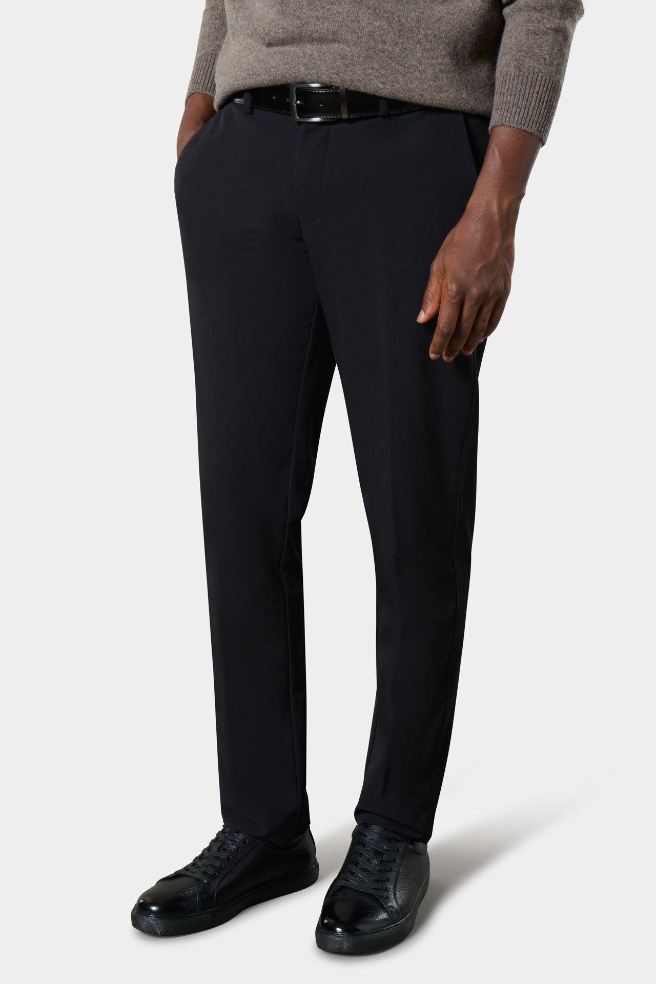 Tapered pleated trousers in technical knit Jerem – view 2