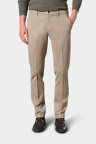 Pantalon à pinces homme en coton stretch beige Jerem — vue de face