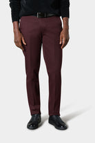 Pantalon à pinces homme en coton stretch bordeaux Jerem — vue de face