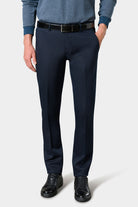 Pantalon à pinces homme en coton stretch bleu marine Jerem — vue de face