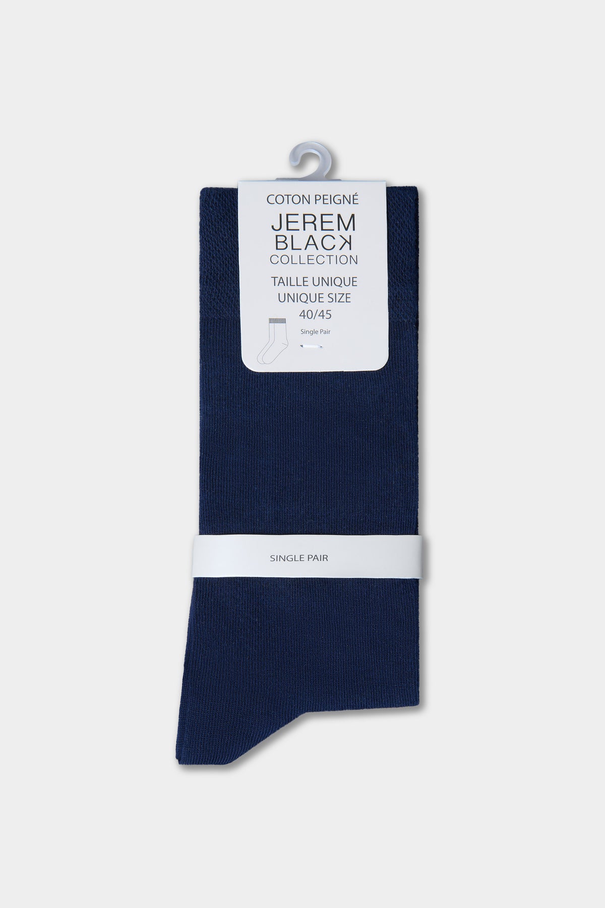 Chaussettes unies en coton peigné, coloris marine — Jerem Paris