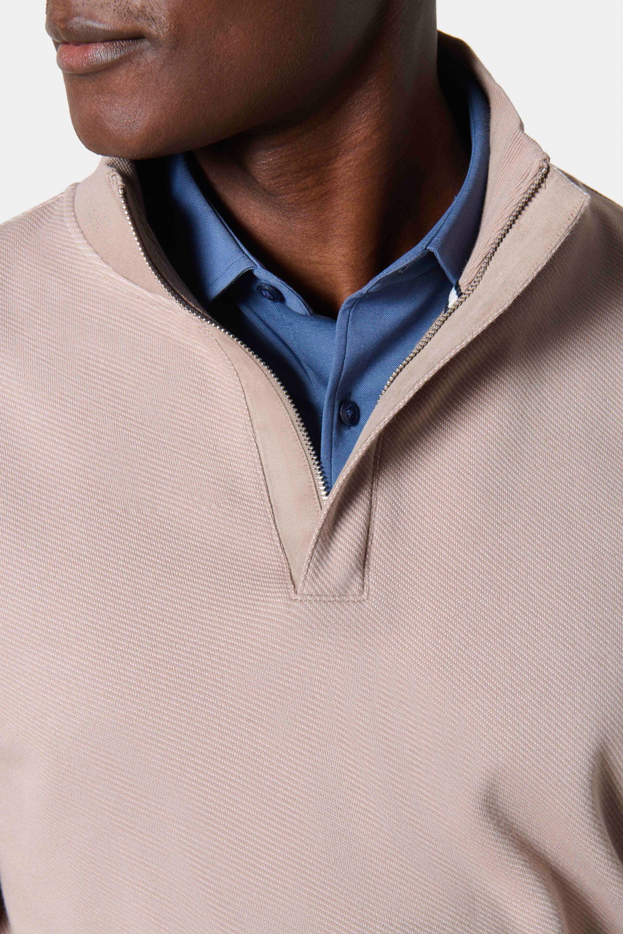 Polo manches longues col montant zippé en jacquard Jerem Paris, vue de face