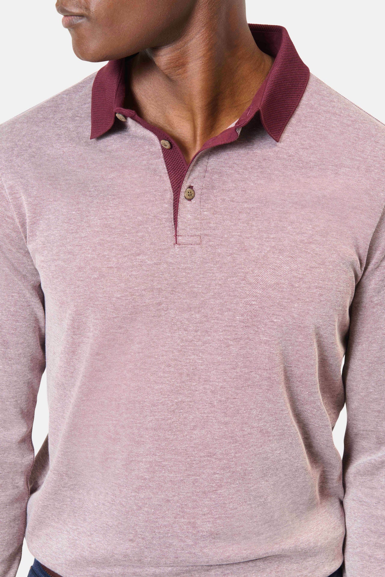 Polo manches longues en piqué col jacquard Jerem Paris, vue de face
