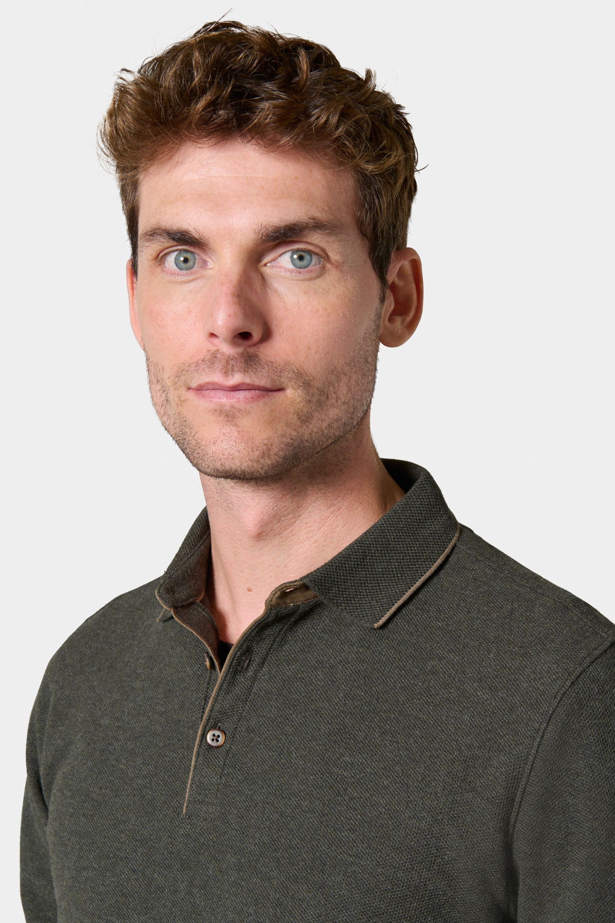 Polo manches longues en maille nid d’abeille