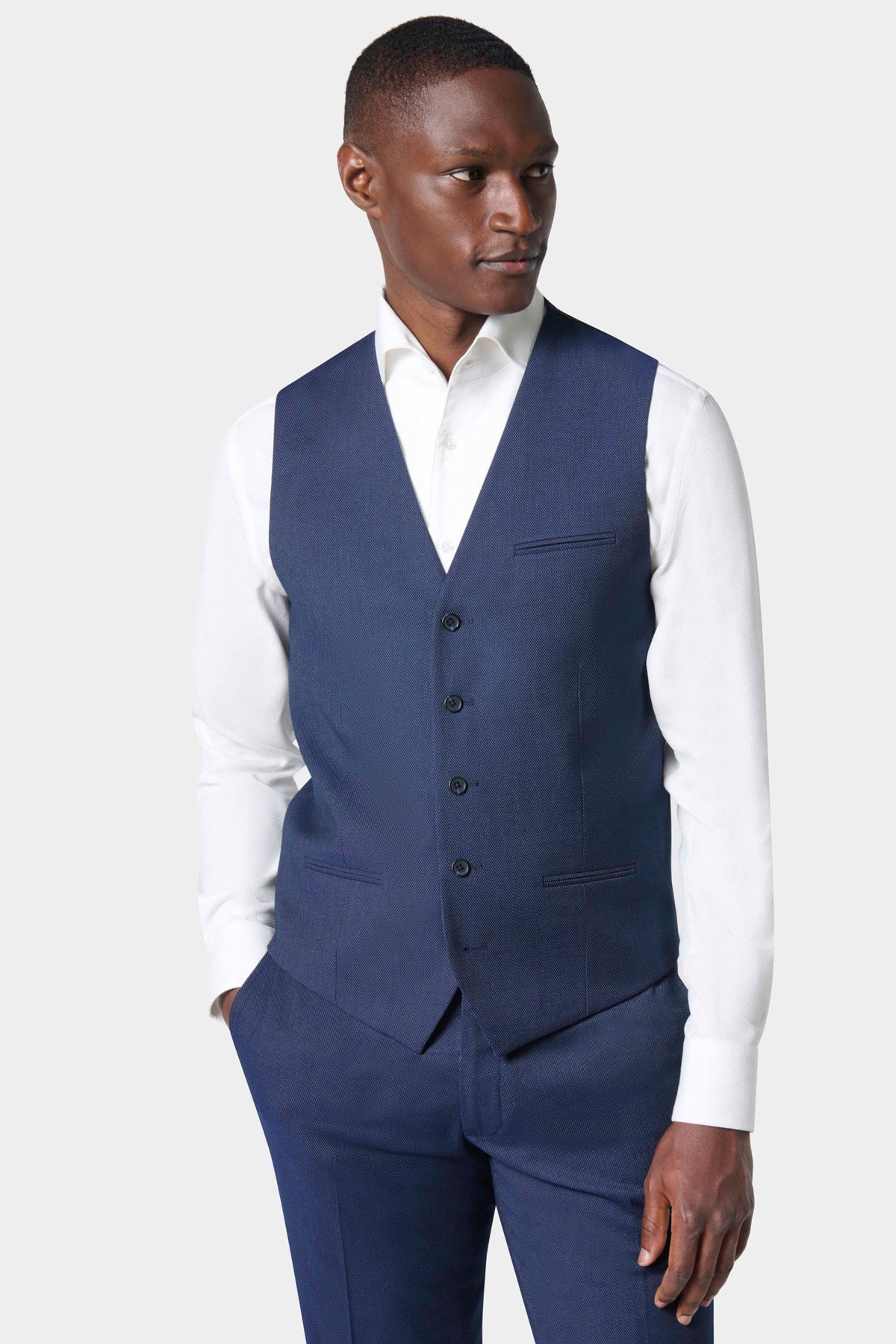 Gilet de costume en piqué stretch faux-uni