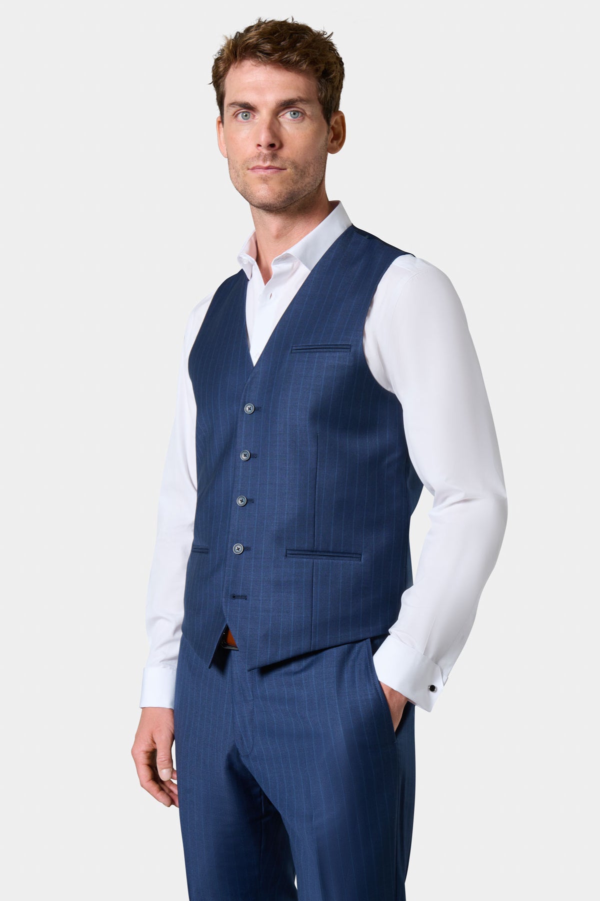 Gilet de costume à rayures en laine vierge