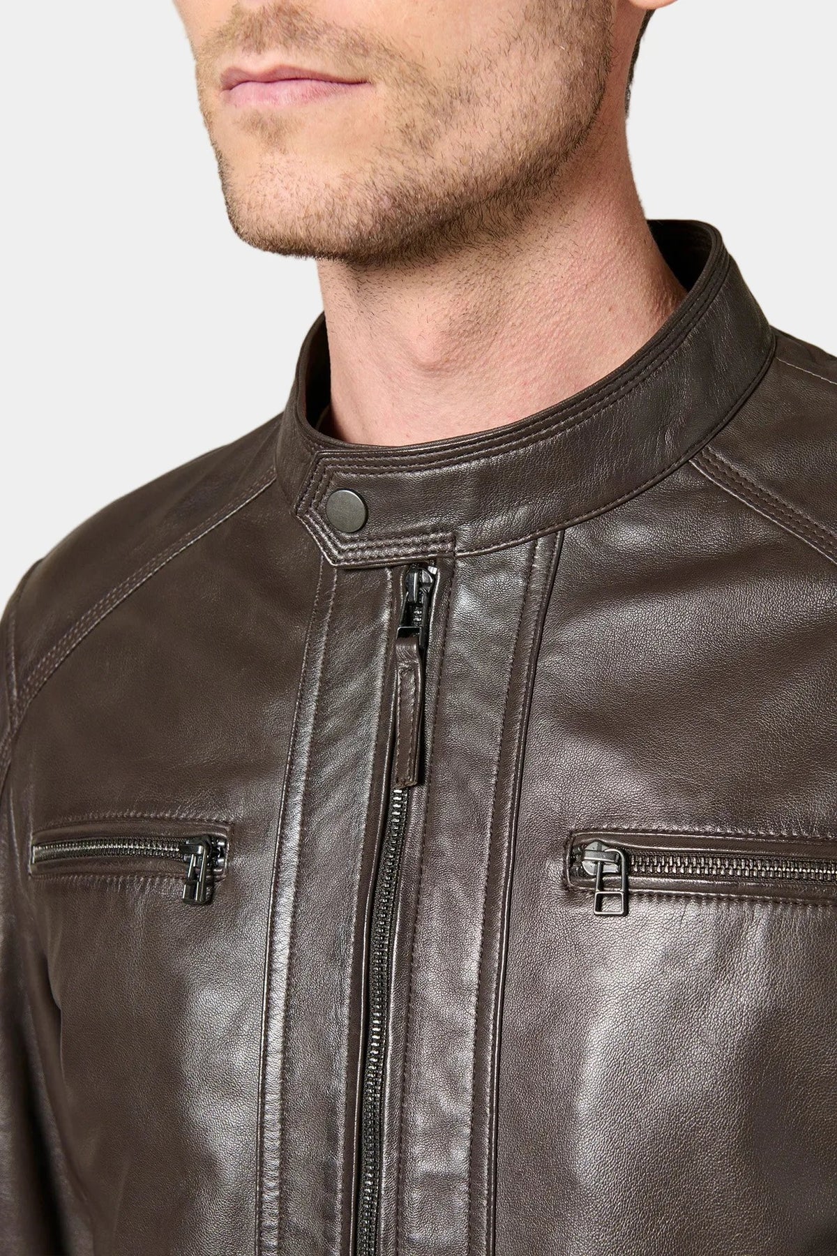 Blouson cuir Corie Jerem, coupe ajustée vue 3