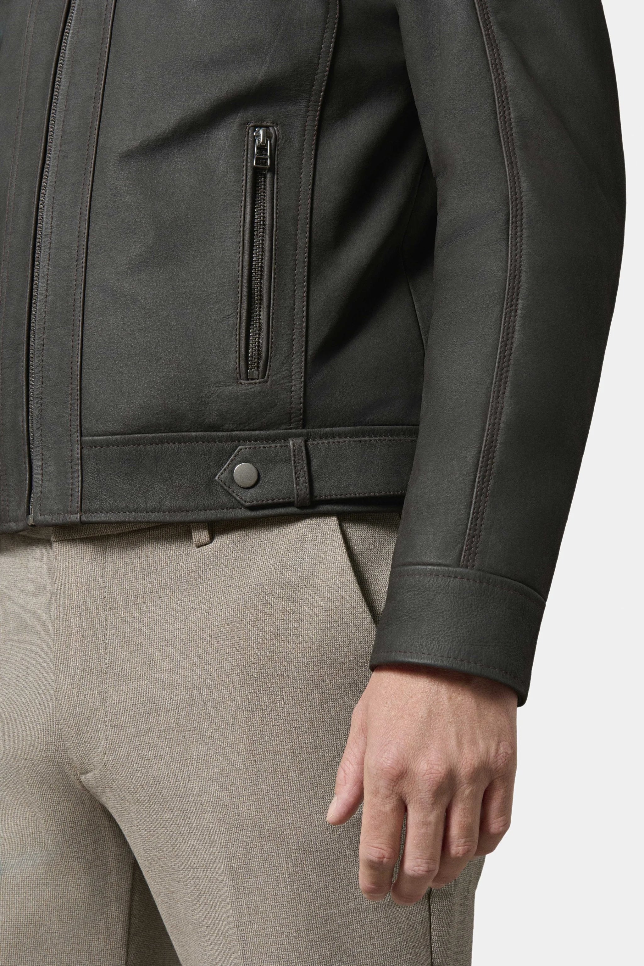 Cuir avec capuche amovible — Blouson Jerem