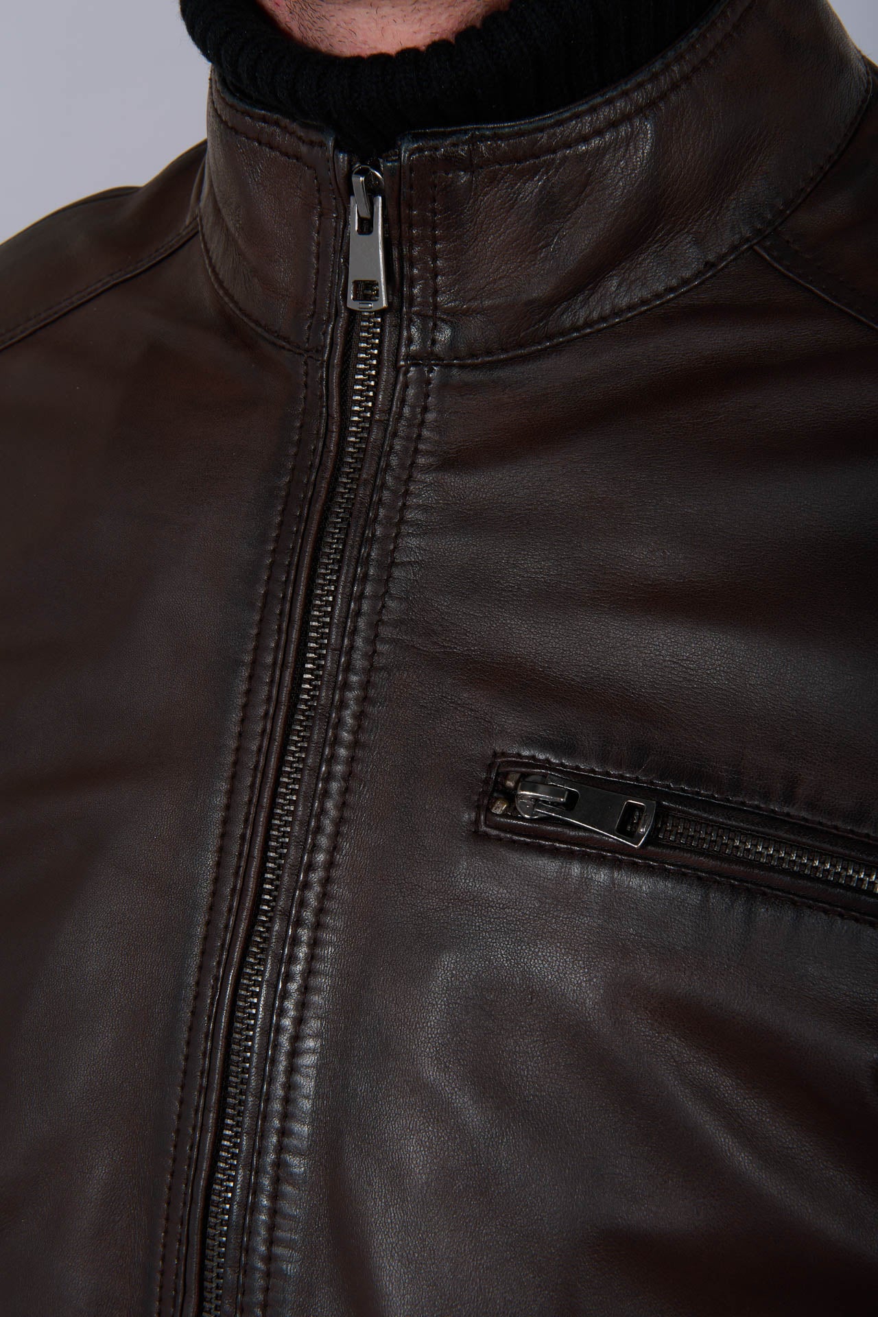 Blouson cuir avec col amovible Dylan Jerem vue 4