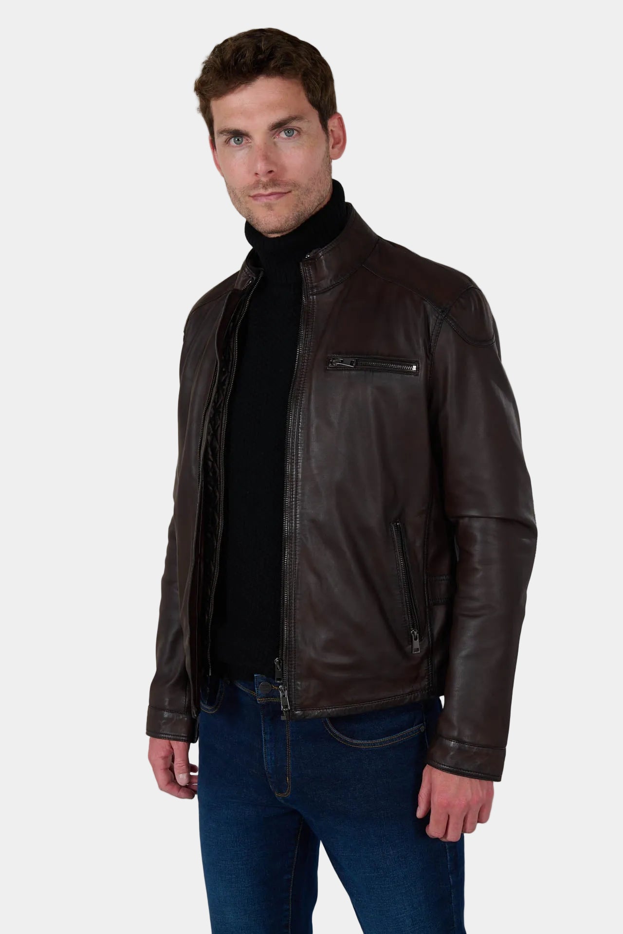 Blouson cuir avec col amovible Dylan Jerem vue 2