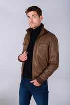 Blouson en cuir avec poches plaquées rabats Jerem