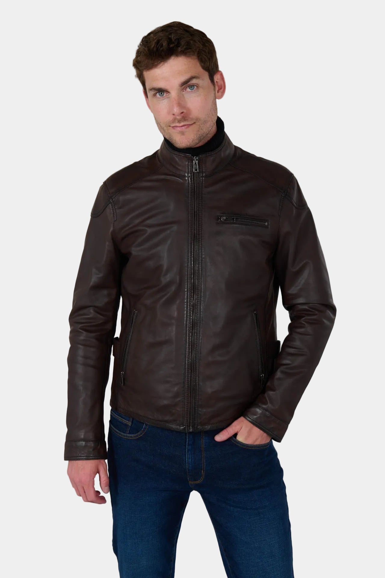 Blouson cuir avec col amovible Dylan Jerem