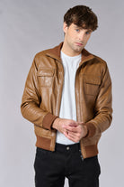 Jerem — Blouson en cuir avec poches plaquées rabats