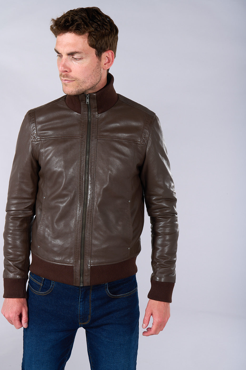 Jerem — Blouson en cuir col montant