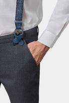 Bretelles en flanelle bleu chiné Jerem Paris, vue de dos