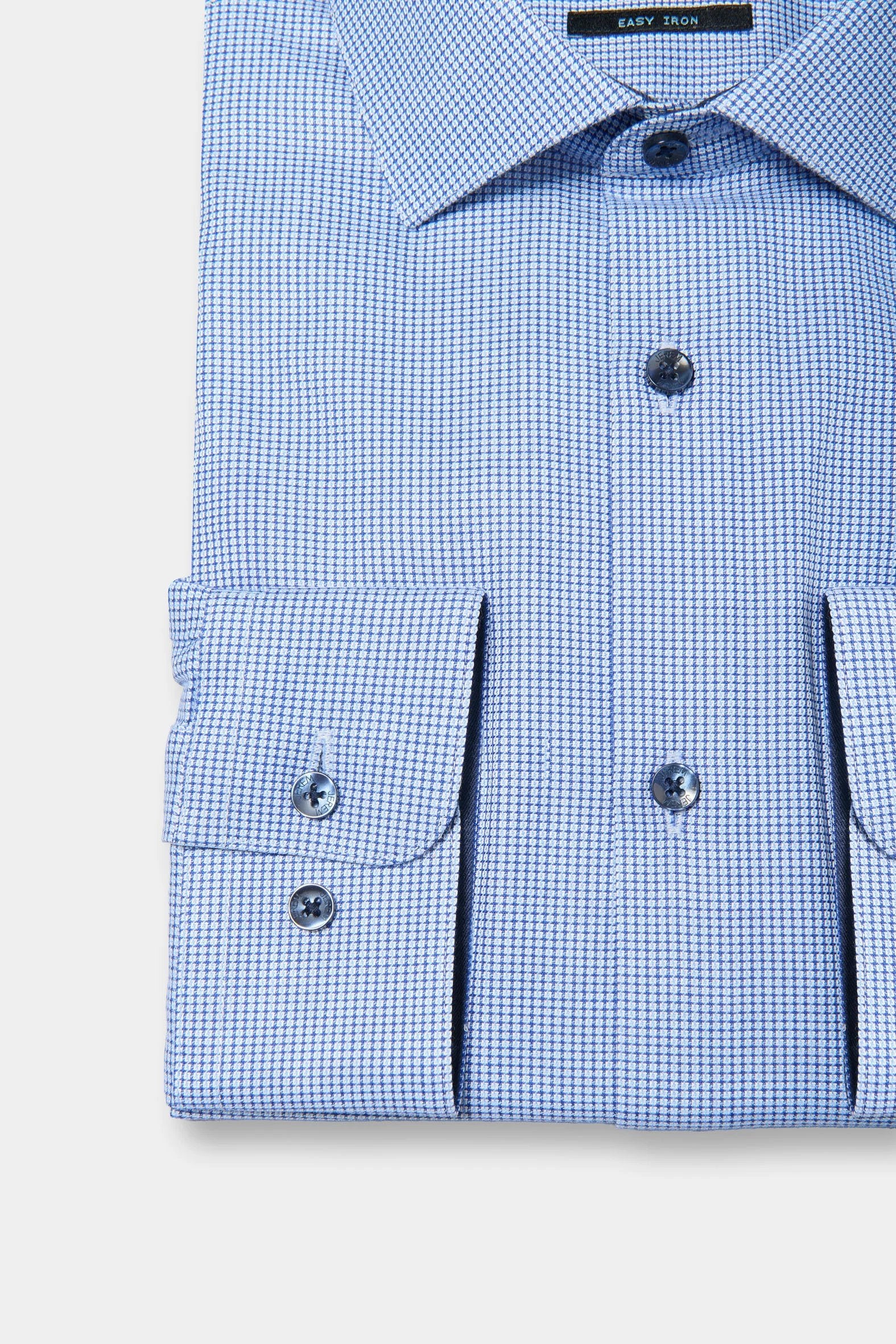 Slim-fit easy-iron cotton — Jerem two-tone textured shirt, easy-iron, semi-cutaway collar