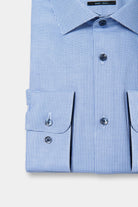 Algodón de fácil planchado y corte entallado — Camisa bicolor texturizada Jerem, fácil planchado, cuello semiitaliano