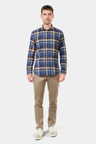 Coton brossé carreaux semi-italien coupe confortable — Chemise Jerem, col semi-italien, coupe confortable