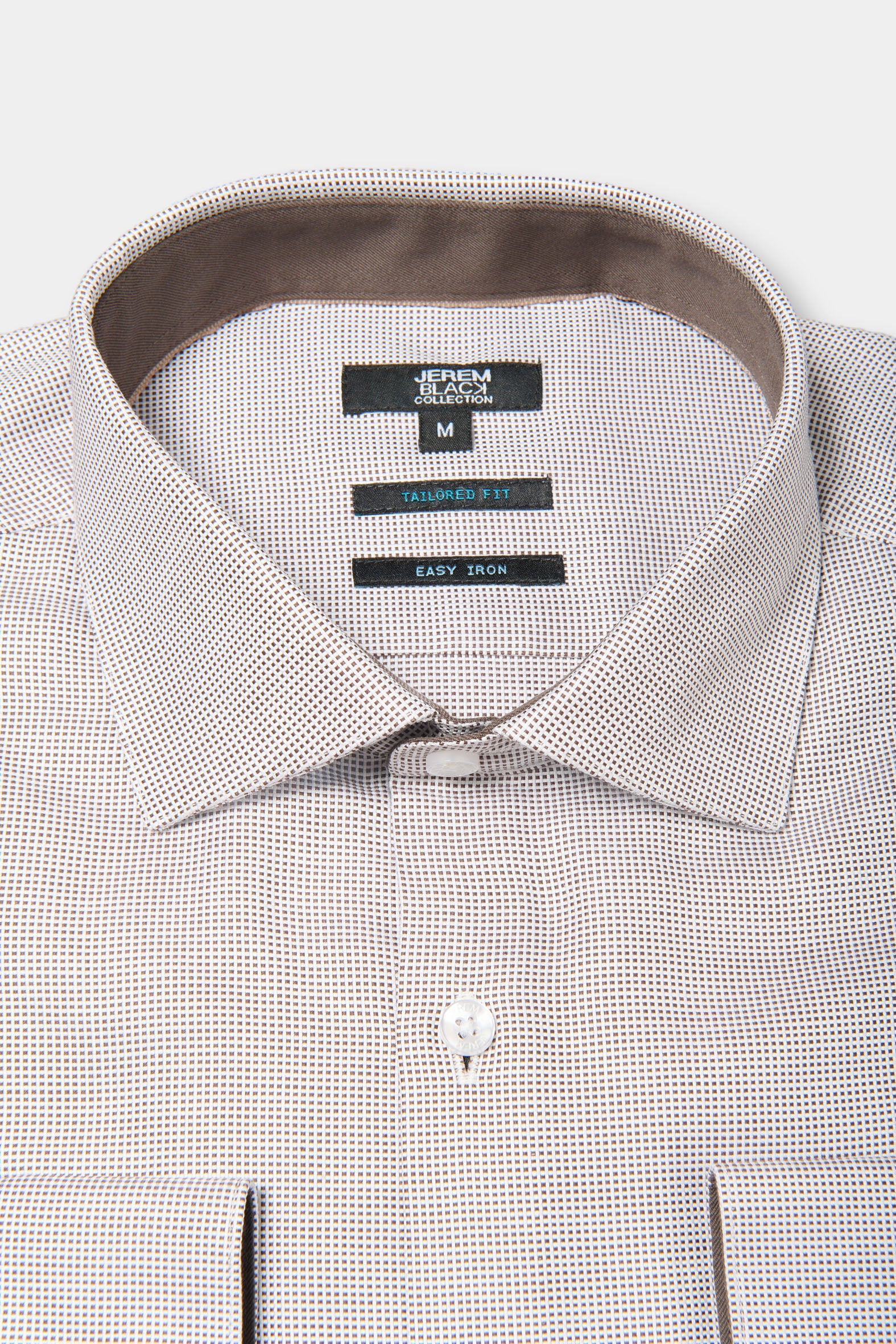 ligne jerem black   chemise bicolore texturée en coton   coupe ajustée avec pinces au dos   col semi-italien avec baleine amovible   poignets arrondis ajustables à deux bouto...