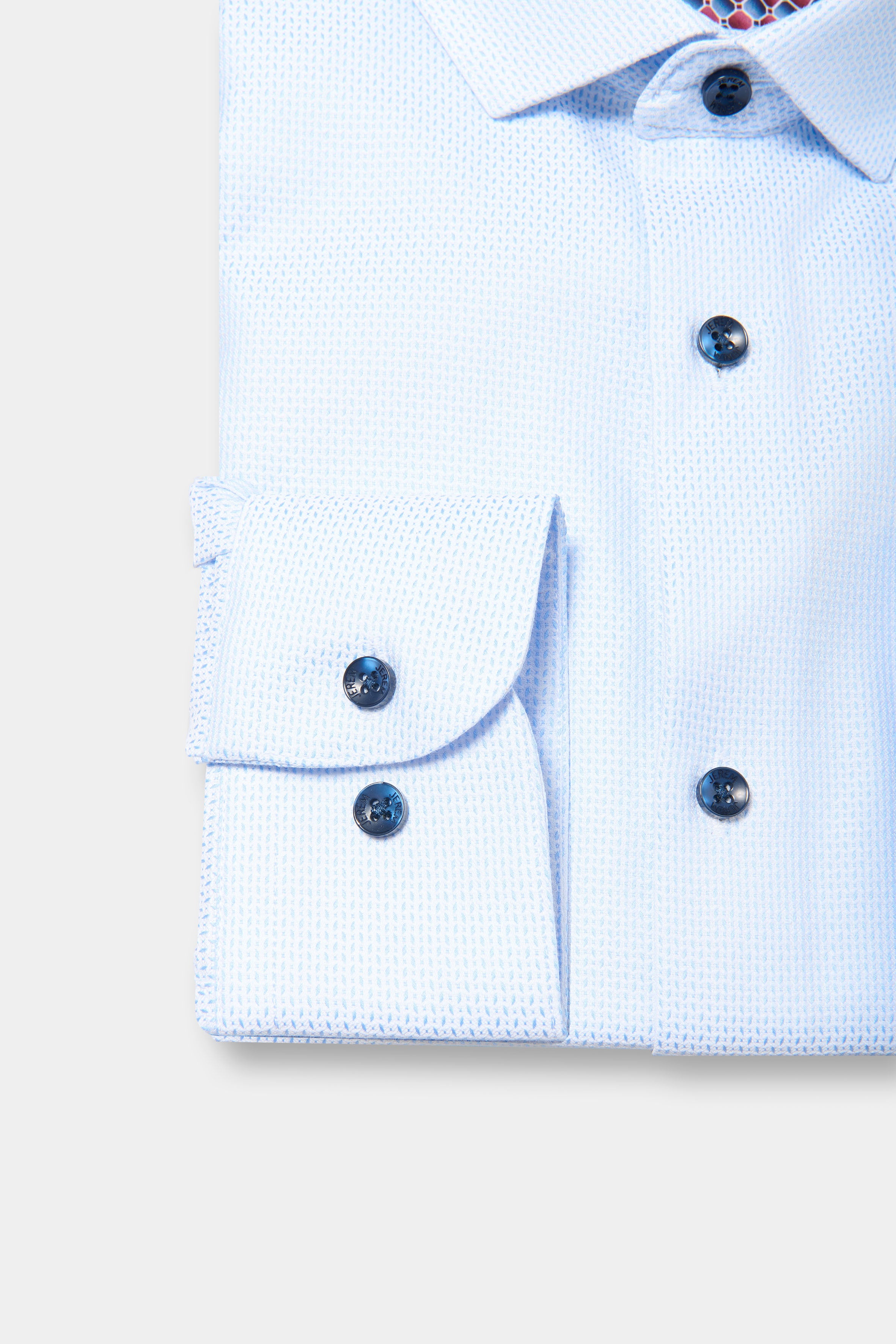 Textured fancy-pattern slim easy-iron shirt by Jerem, easy-iron, slim fit