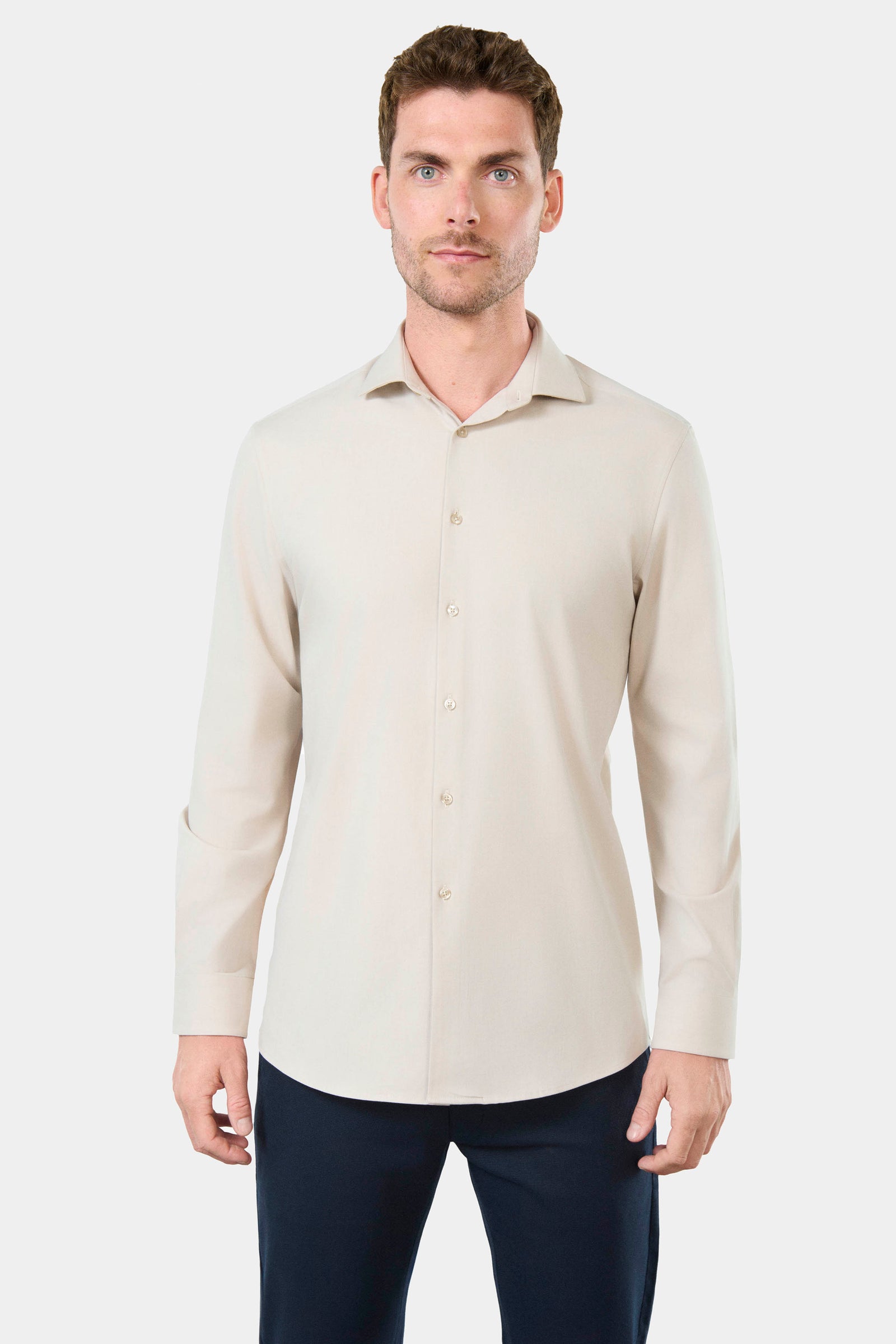 Chemise, tissu coolmax : confort et performance - coupe droite Jerem, col semi-italien, coupe droite