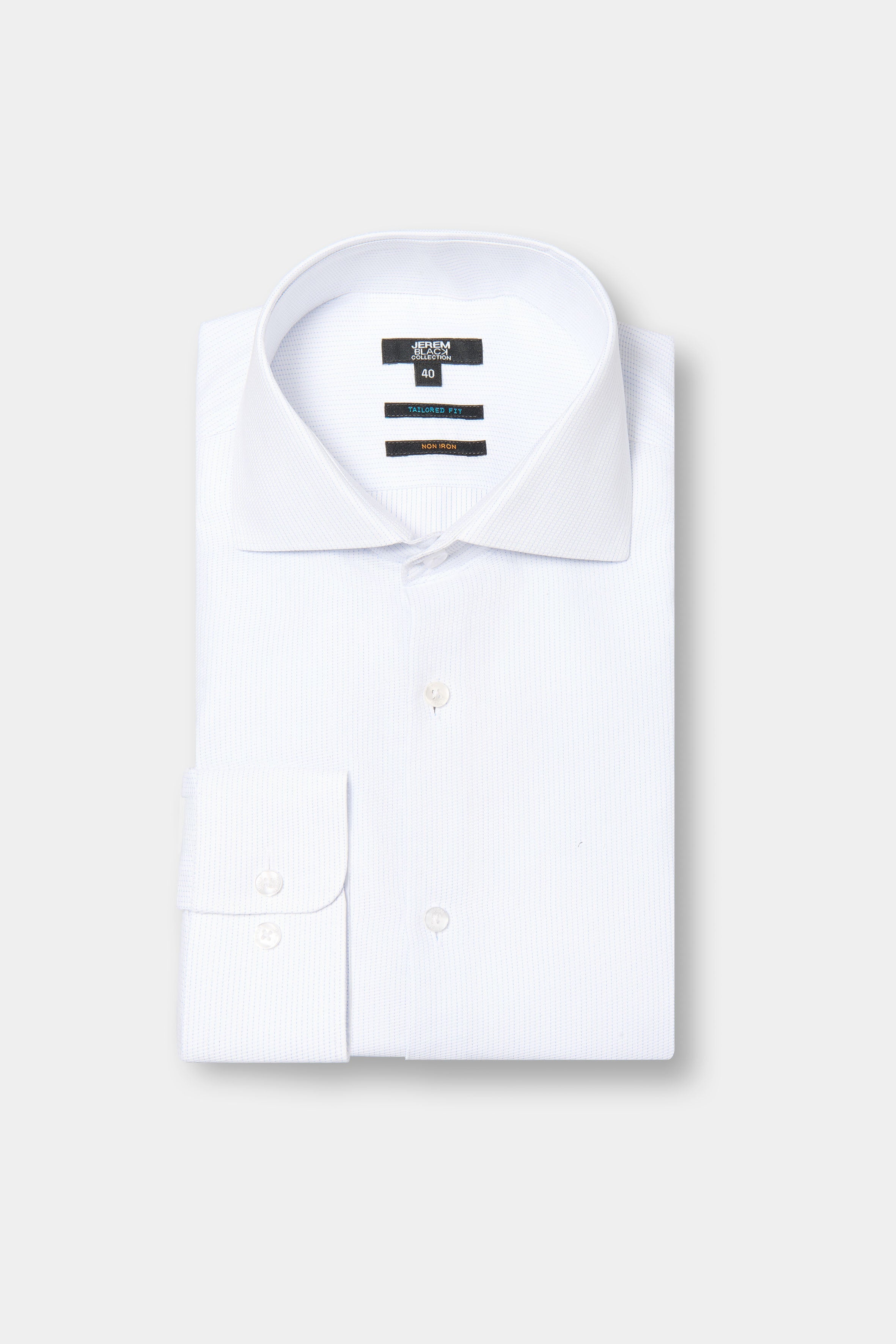 Chemise texturée en coton col italien sans repassage coupe ajustée Jerem, coupe ajustée, sans repassage
