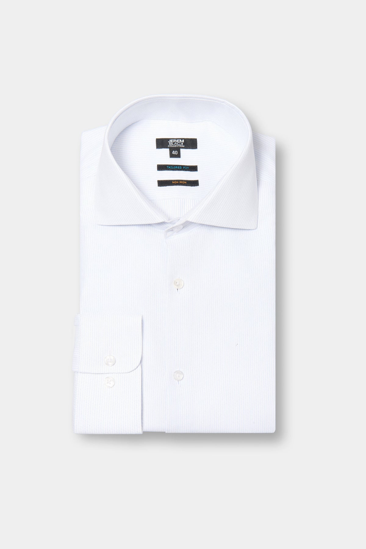 Chemise texturée en coton col italien sans repassage coupe ajustée Jerem, coupe ajustée, sans repassage