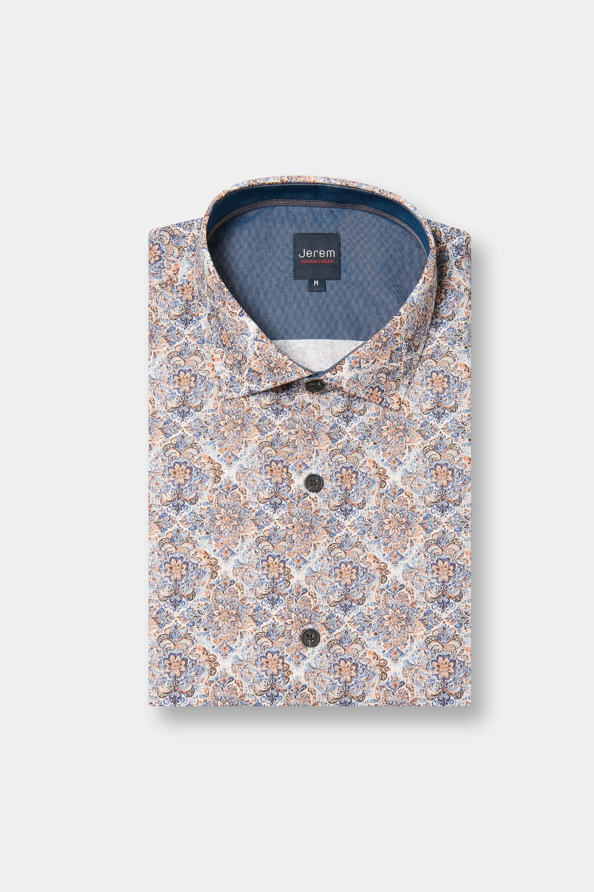 Camisa de popelina de algodón con estampado floral y corte cómodo, Jerem