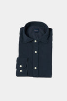 Chemise teinte en pièce en maille piquée de coton confortable Jerem, coupe confortable, col semi-italien
