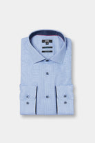 Camisa bicolor texturizada de algodón de fácil planchado y corte entallado de Jerem, cuello semiitaliano, corte entallado, fácil planchado