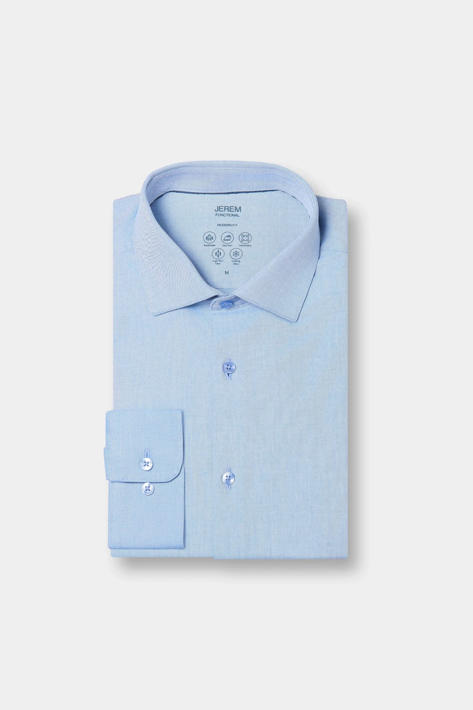 Chemise en tissu coolmax : confort et performance - droite Jerem, coupe droite, col semi-italien