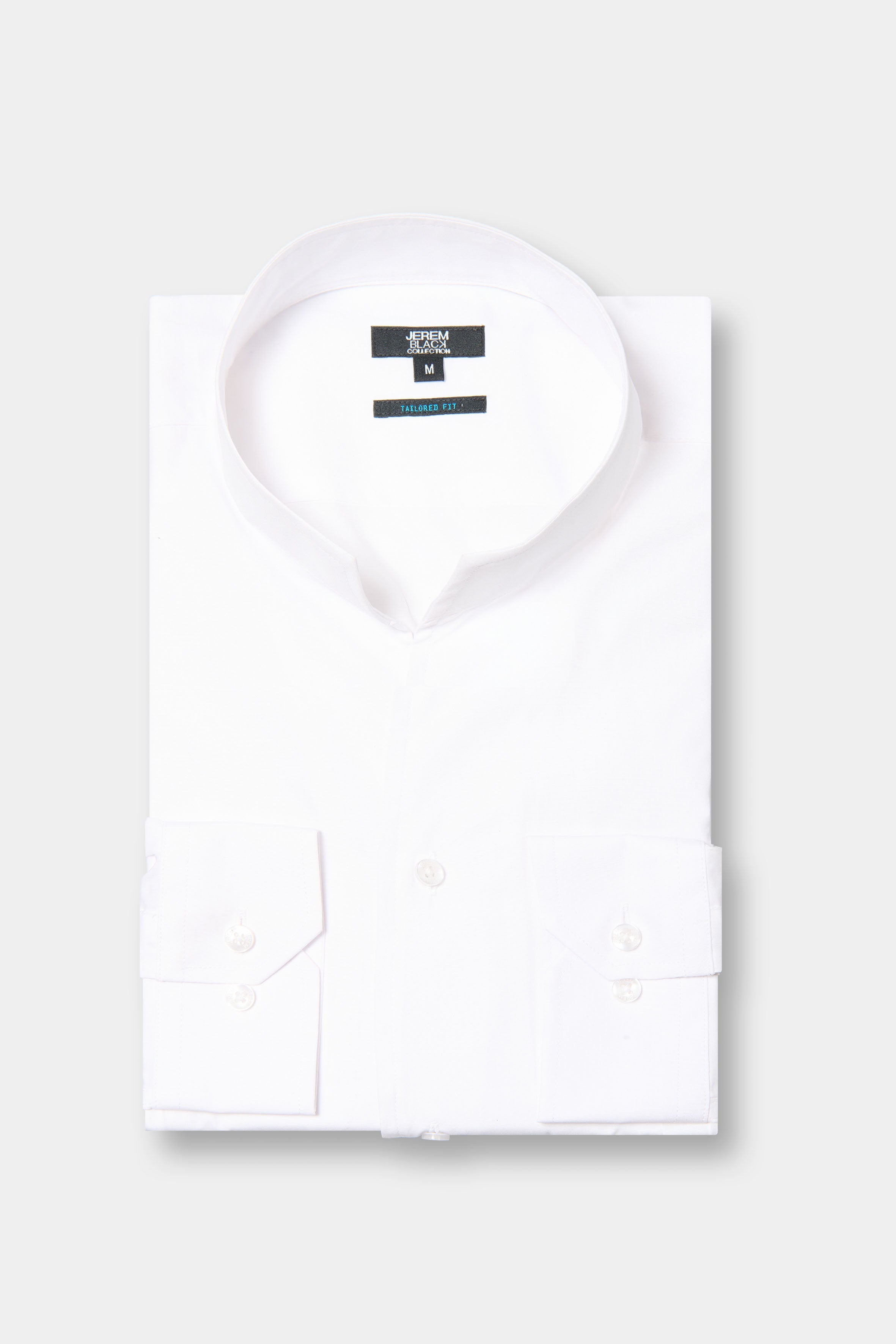Chemise en popeline de coton col montant ouvert ajustée Jerem, coupe ajustée