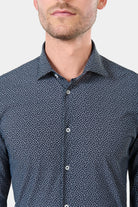 Chemise imprimée fantaisie, matière stretch infroissable slim fit ligne activewear Jerem, col semi-italien