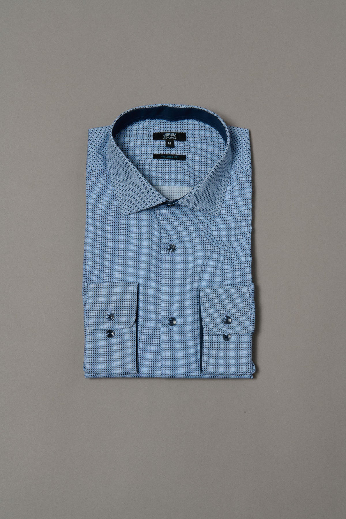 Chemise en popeline de coton motif géométrique coupe ajustée Jerem, col semi-italien, coupe ajustée