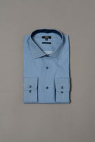 Chemise en popeline de coton motif géométrique coupe ajustée Jerem, col semi-italien, coupe ajustée