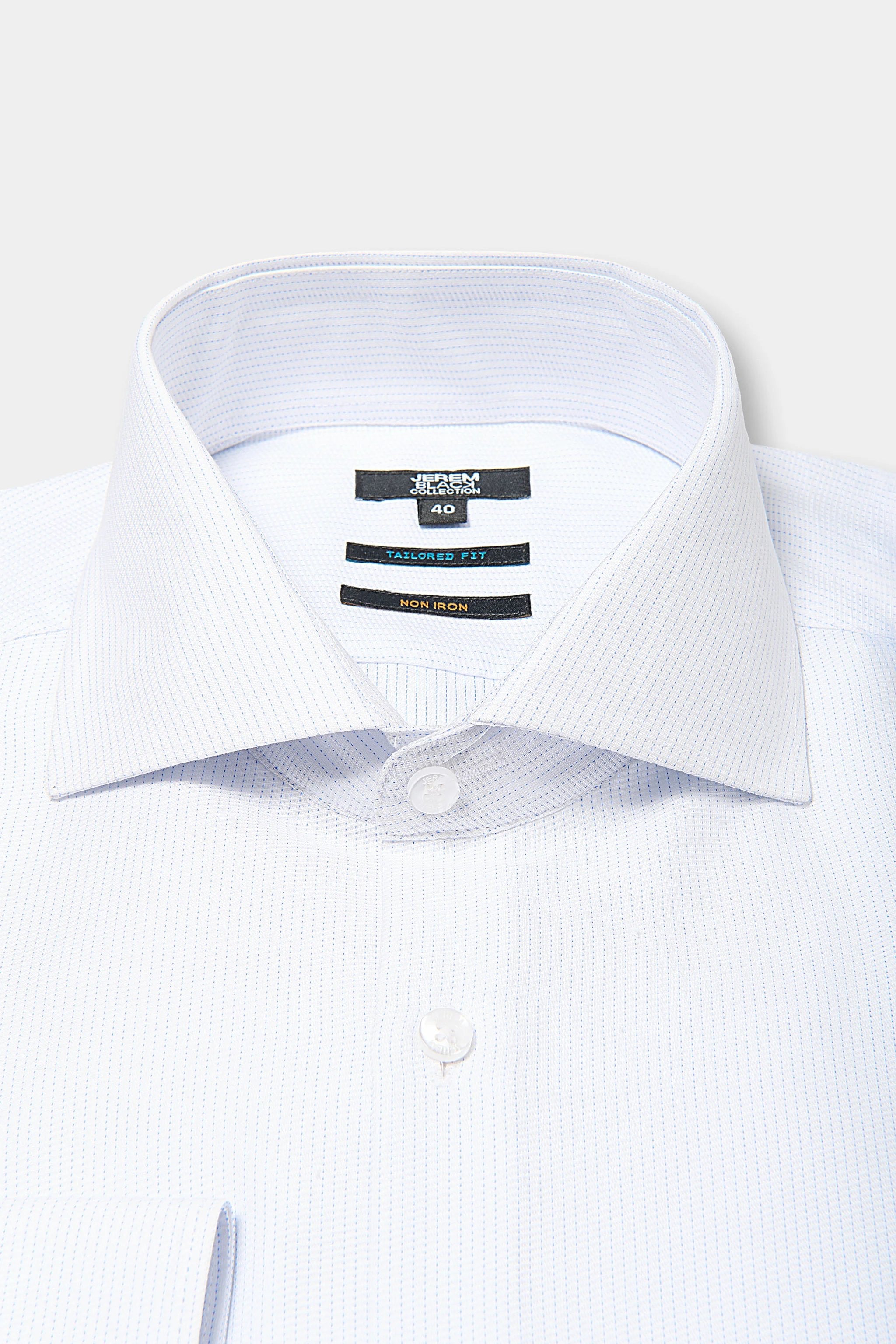 Chemise texturée, coton col italien sans repassage coupe ajustée Jerem, sans repassage, coupe ajustée