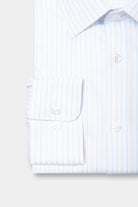 Chemise texturée à rayures bleu ciel Sans Repassage Coupe droite Jerem, sans repassage, col classique