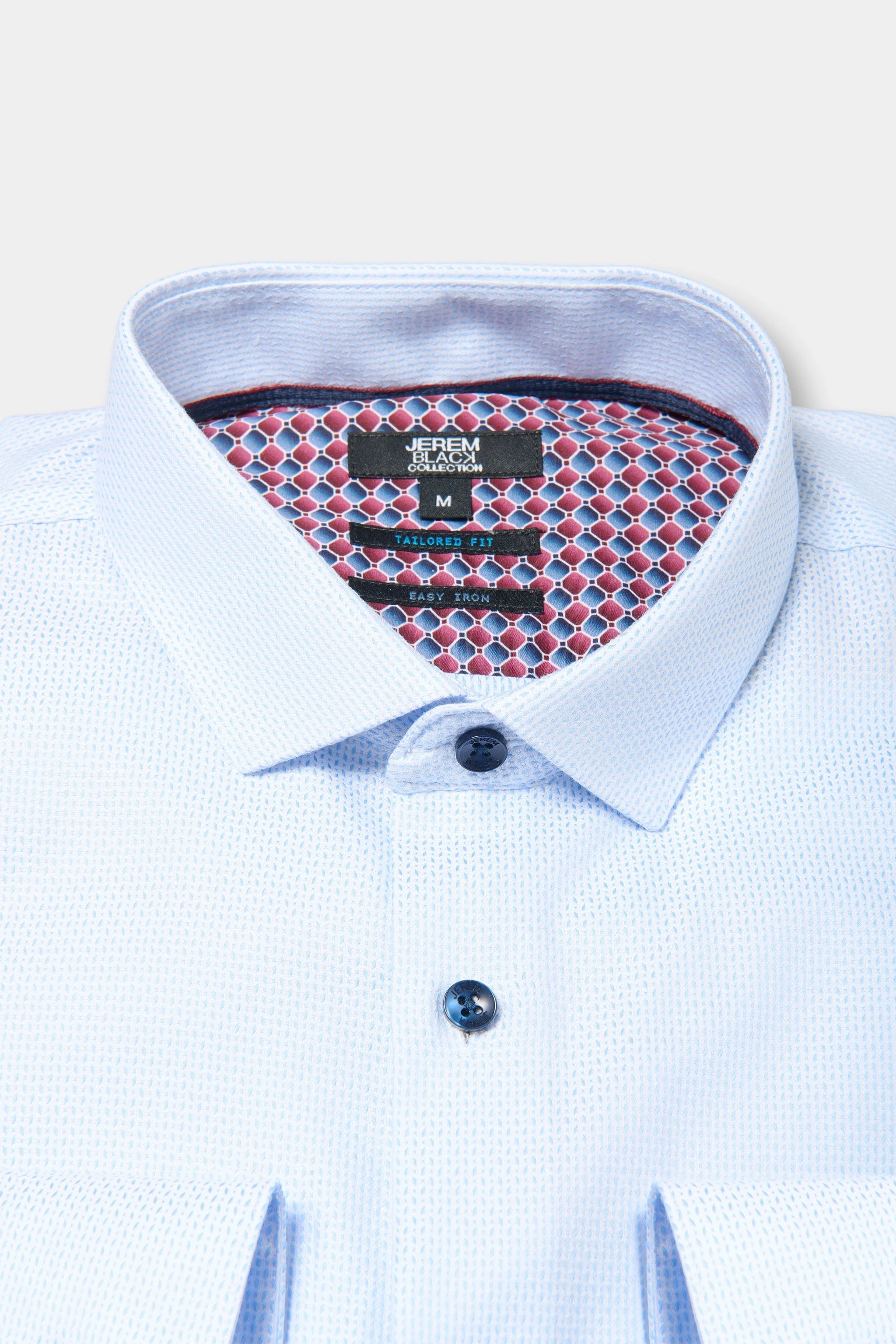 Textured fancy-pattern easy-iron shirt by Jerem, slim fit, easy-iron