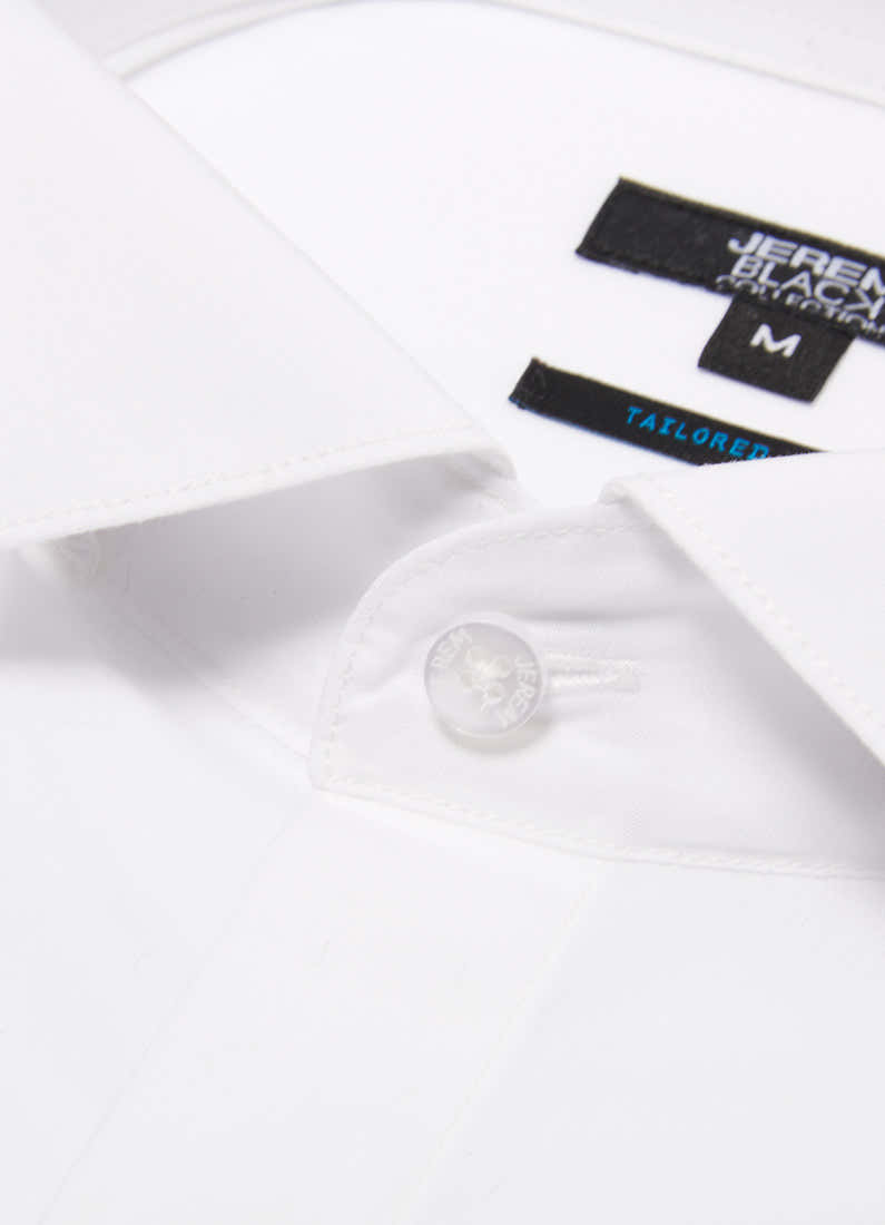 Camisa de ceremonia con cuello italiano de popelina de algodón tailored fit de Jerem, corte entallado vista 5