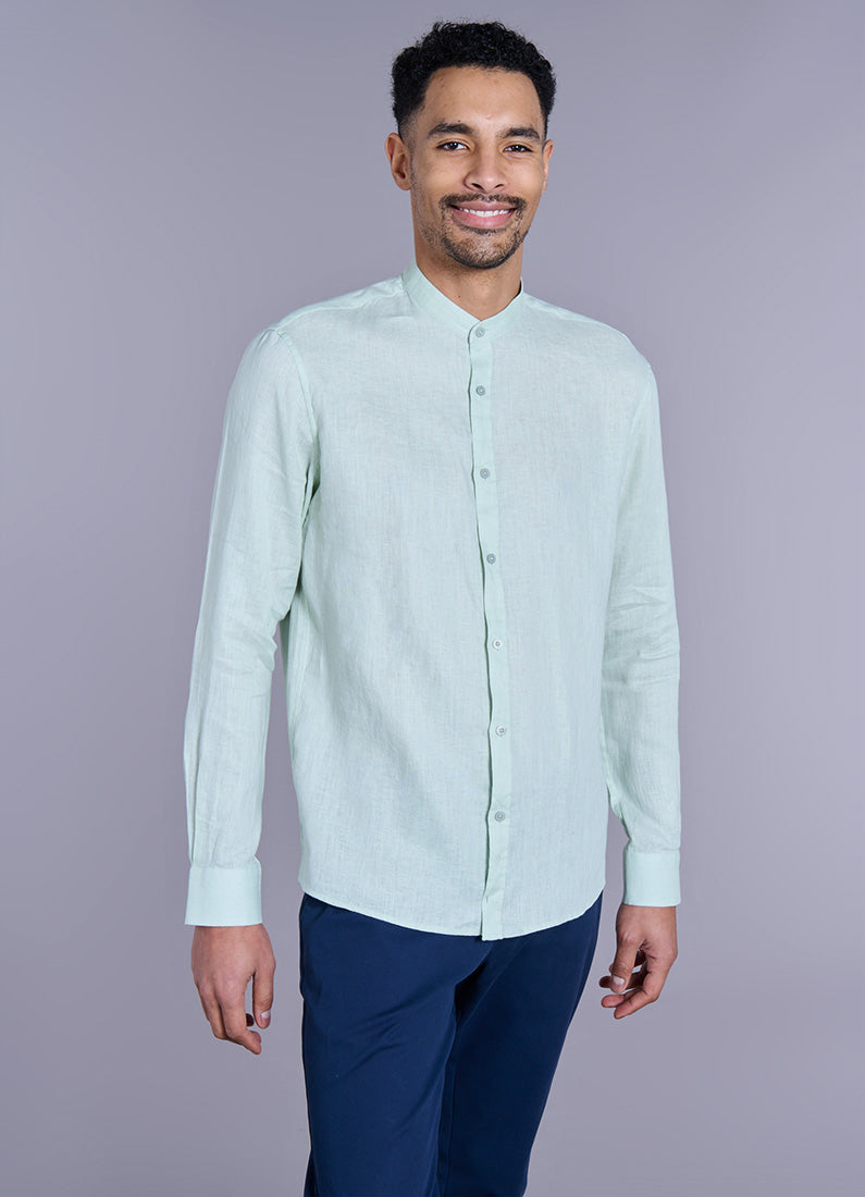 Chemise en lin col officier regular fit Jerem vue 13