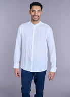 Chemise en lin col officier regular fit Jerem