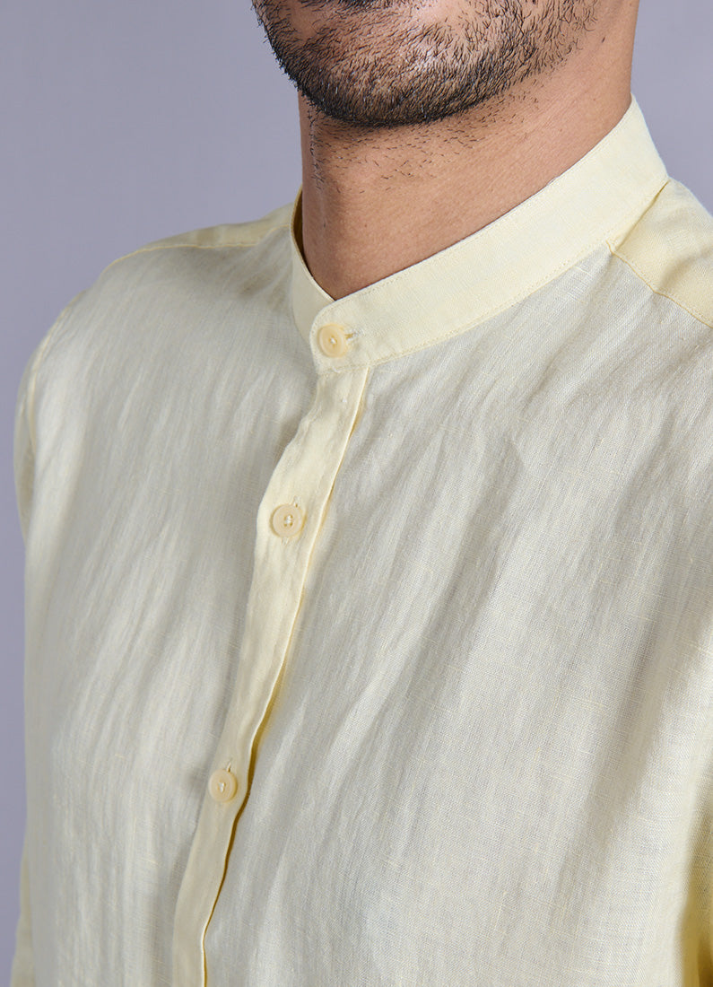 Chemise en lin col officier regular fit Jerem vue 5