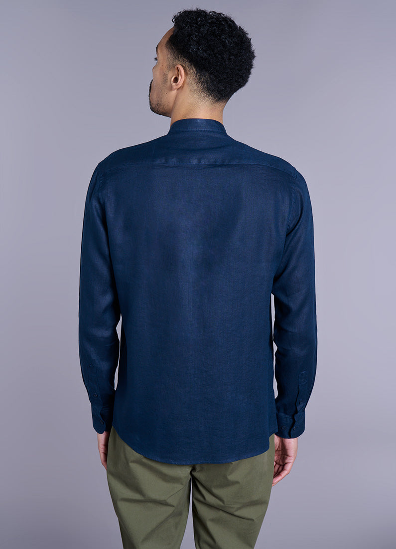 Chemise en lin col officier regular fit Jerem vue 9