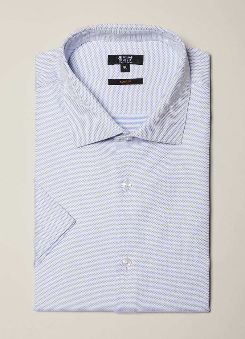 Chemise texturée en coton manches courtes sans repassage confort fit Jerem, manches courtes, sans repassage
