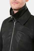 Blouson, cuir nubuck Poler Jerem, coupe droite, col classique
